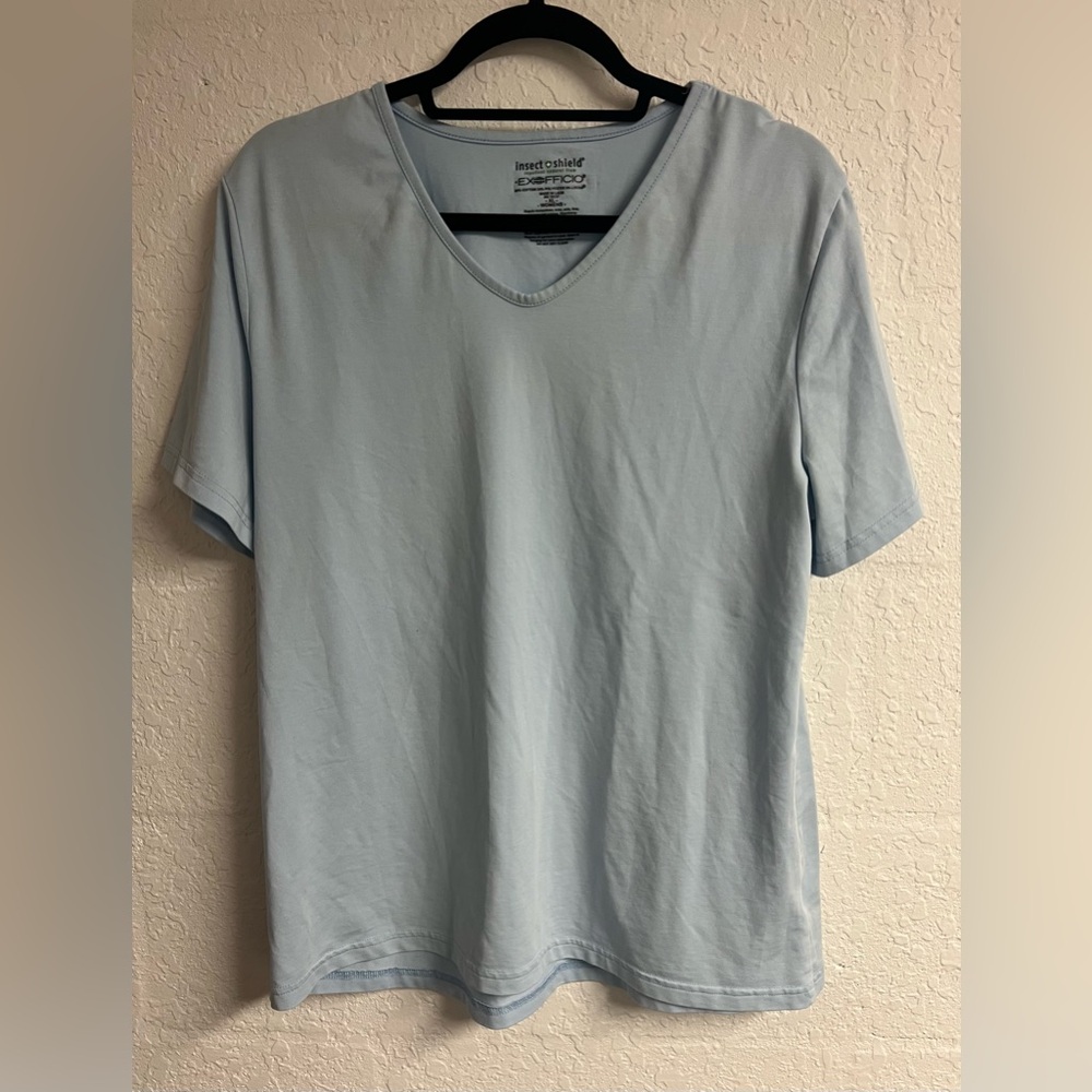 Exofficio Light Blue Womens Insect Shield V-Neck Tee